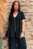 Lina Linen Blend Smock Over Shirt Black